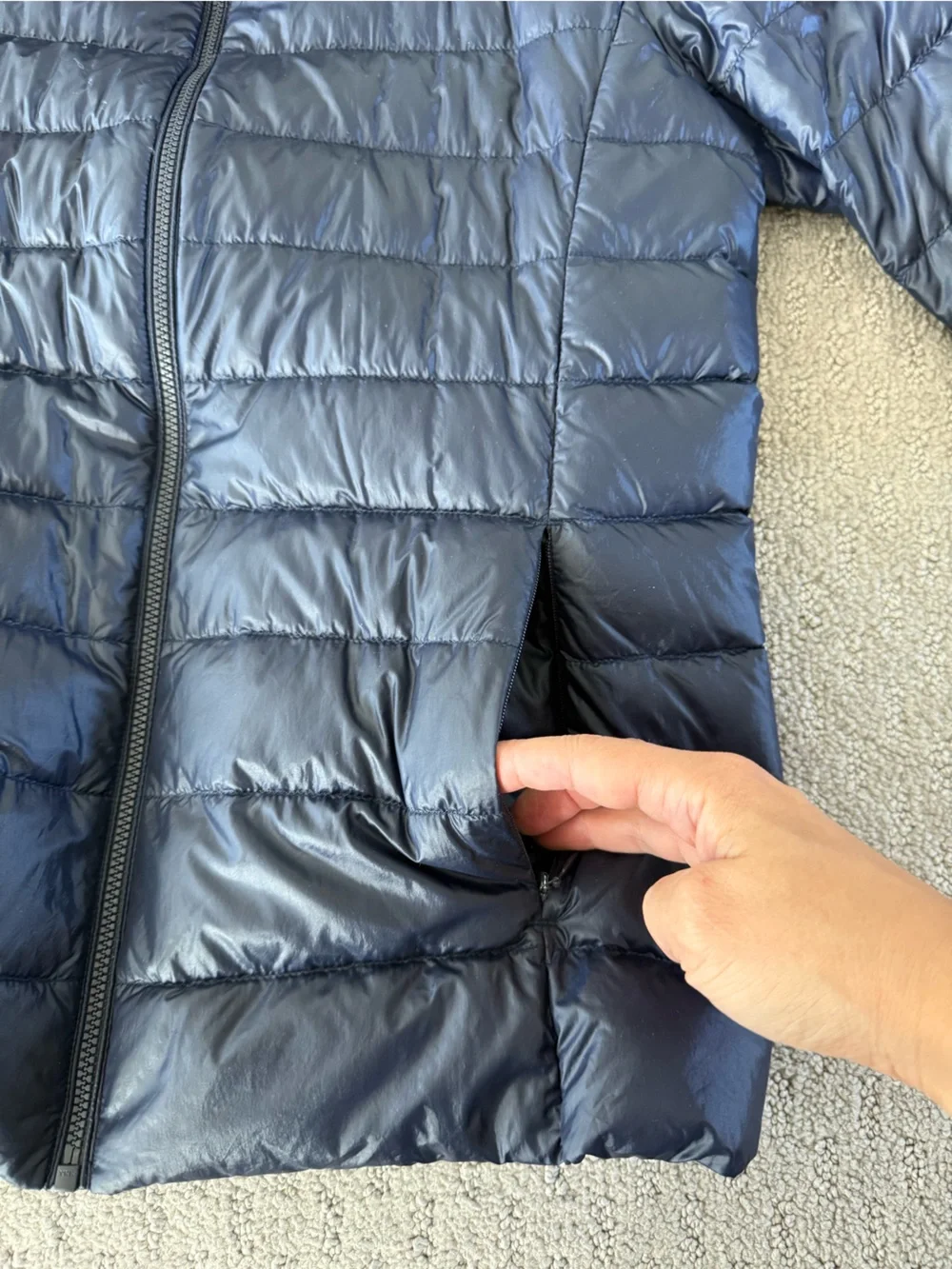 Women’s Uniqlo Ultra Light Down Parka in Navy Blue